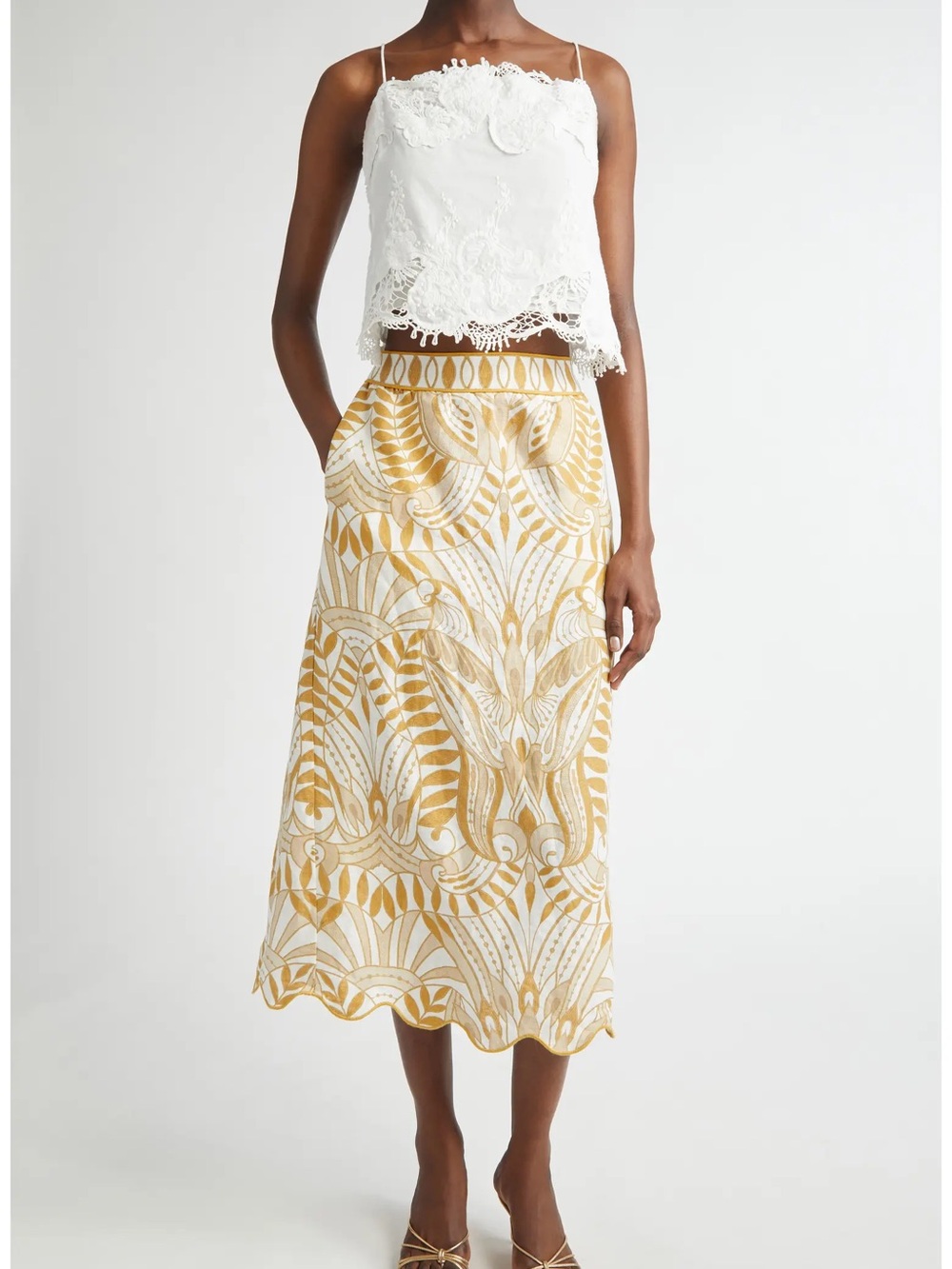 NWT Farm Rio Nature Lace EuroFlax Skirt - Picture 2 of 9